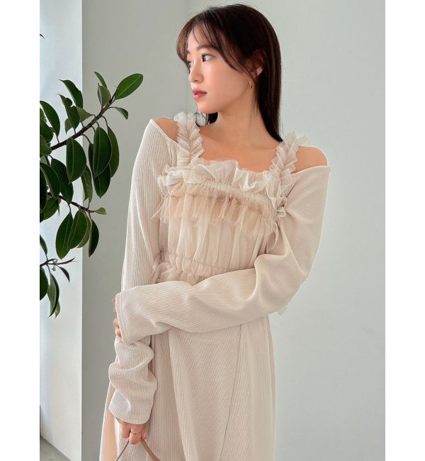 dazzlin「チュールギャザービスチェカットワンピース」|ワンピース|