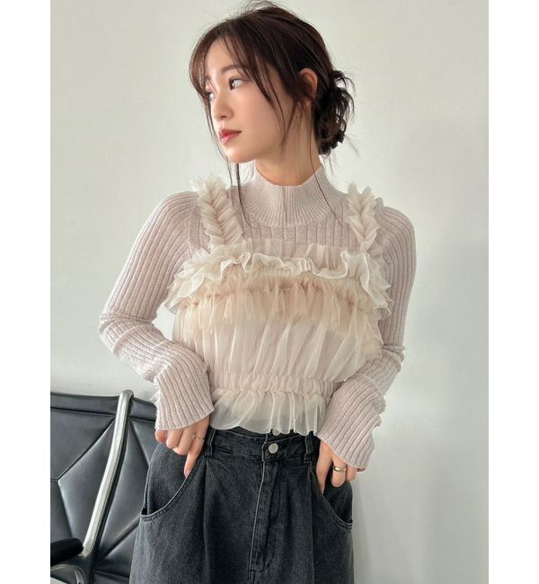 dazzlin「チュールギャザービスチェカットワンピース」|ワンピース|