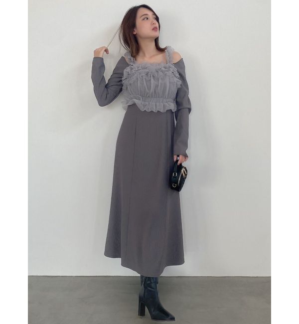 dazzlin「チュールギャザービスチェカットワンピース」|ワンピース|