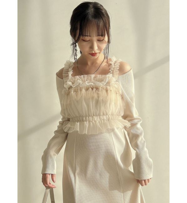 dazzlin「チュールギャザービスチェカットワンピース」|ワンピース|