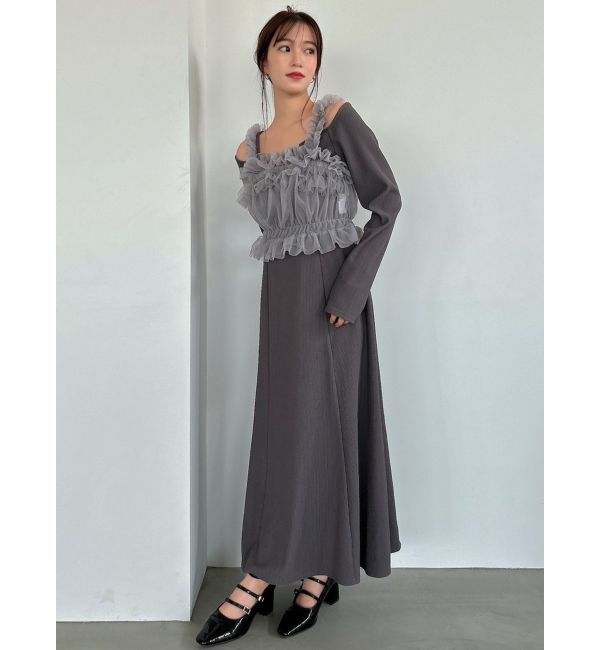 dazzlin「チュールギャザービスチェカットワンピース」|ワンピース|