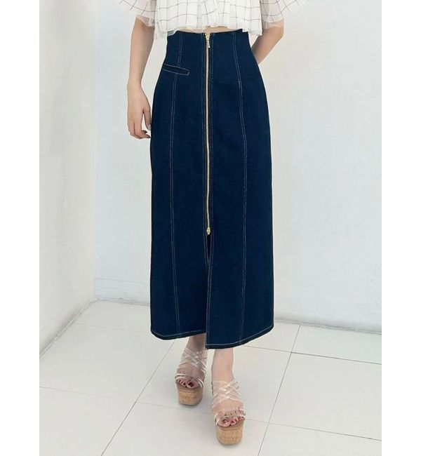 MERCURYDUO「フロントZIPデニムナロースカート」|スカート|