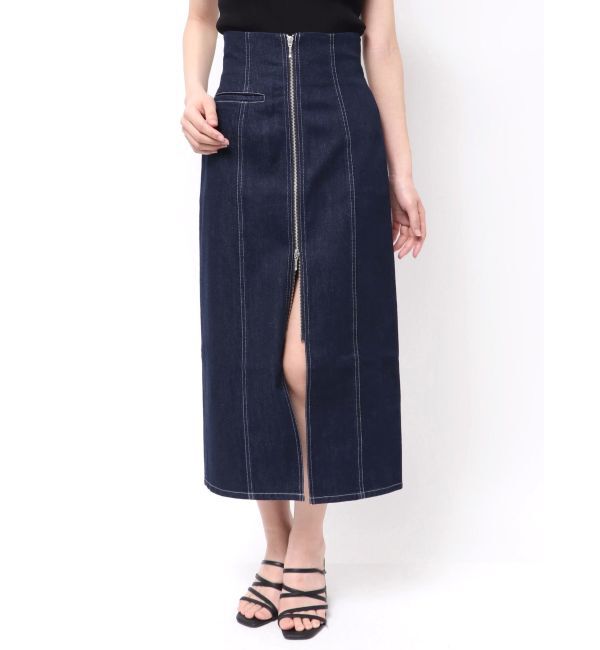 MERCURYDUO「フロントZIPデニムナロースカート」|スカート|