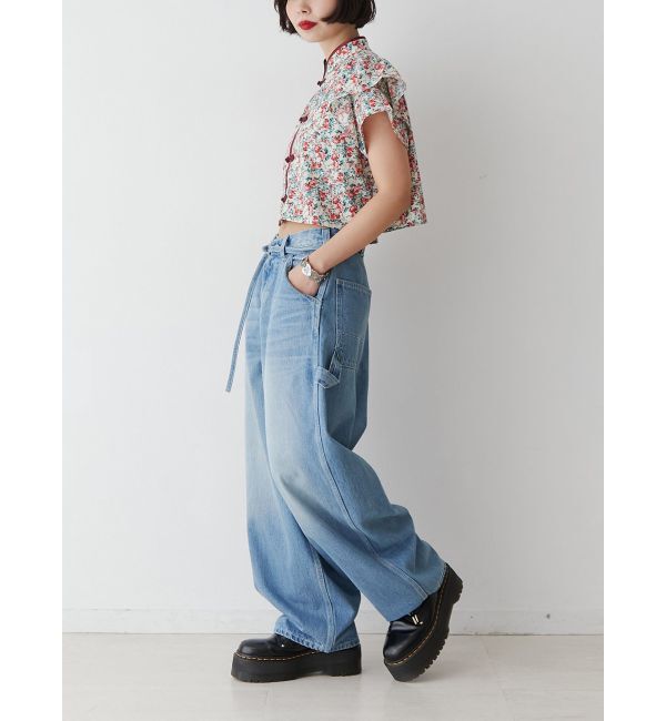 jouetie「ハーフスリーブショルダーフリルショートチャイナシャツ」|シャツ・ブラウス|