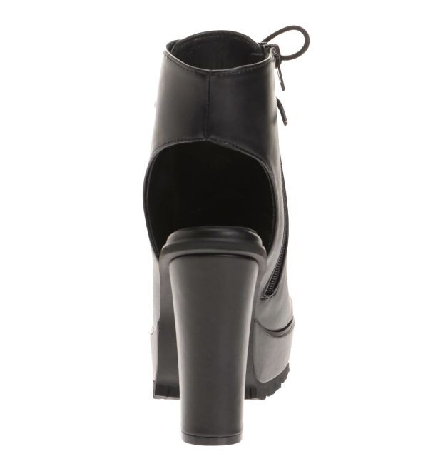 GYDA「タンクソールレースアップオープンショートブーツ」|ショートブーツ|