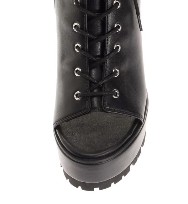 GYDA「タンクソールレースアップオープンショートブーツ」|ショートブーツ|