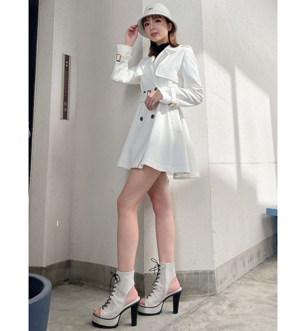 GYDA「タンクソールレースアップオープンショートブーツ」|ショートブーツ|