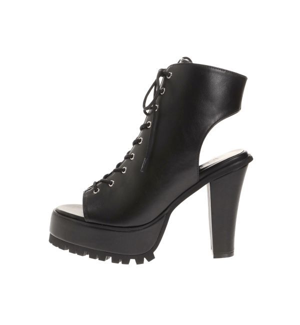 GYDA「タンクソールレースアップオープンショートブーツ」|ショートブーツ|