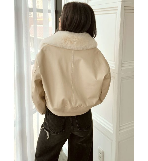 GYDA「vintage processingフェイクレザーショートブルゾン」|ブルゾン・スタジャン|