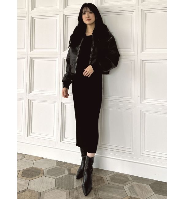 GYDA「vintage processingフェイクレザーショートブルゾン」|ブルゾン・スタジャン|