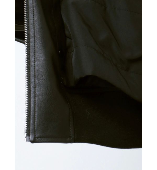 GYDA「vintage processingフェイクレザーショートブルゾン」|ブルゾン・スタジャン|