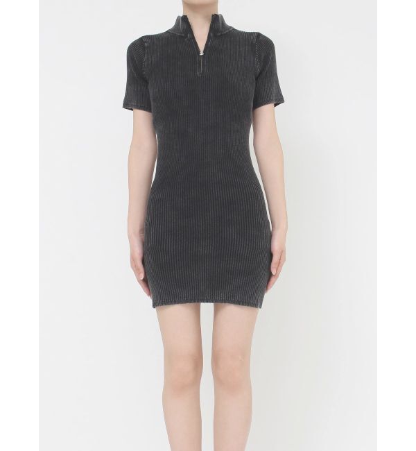 GYDA「ブリーチハーフZIPリブニットワンピース」|ワンピース|
