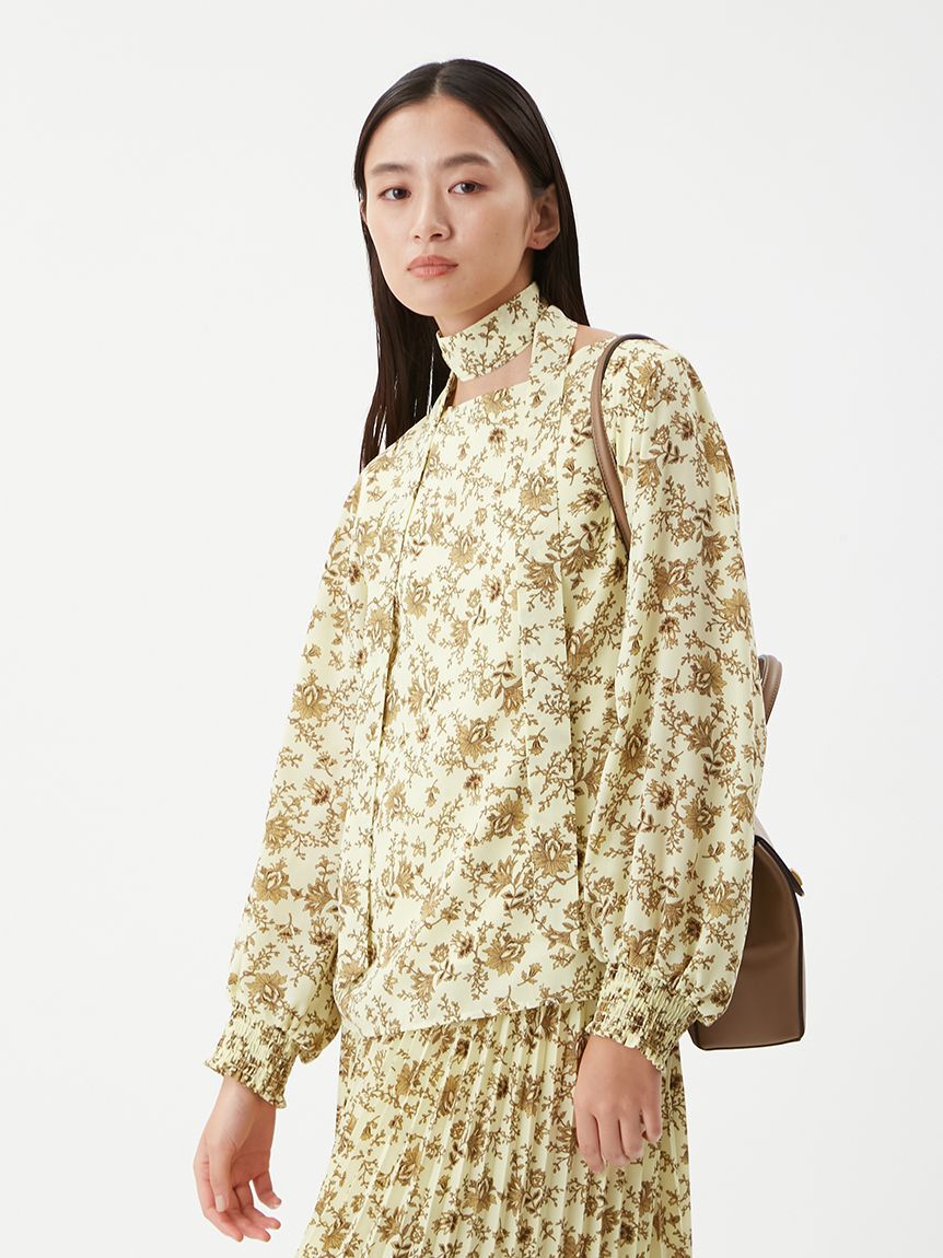 Mila Owen「リボン付きフラワープリントブラウス」|シャツ・ブラウス|