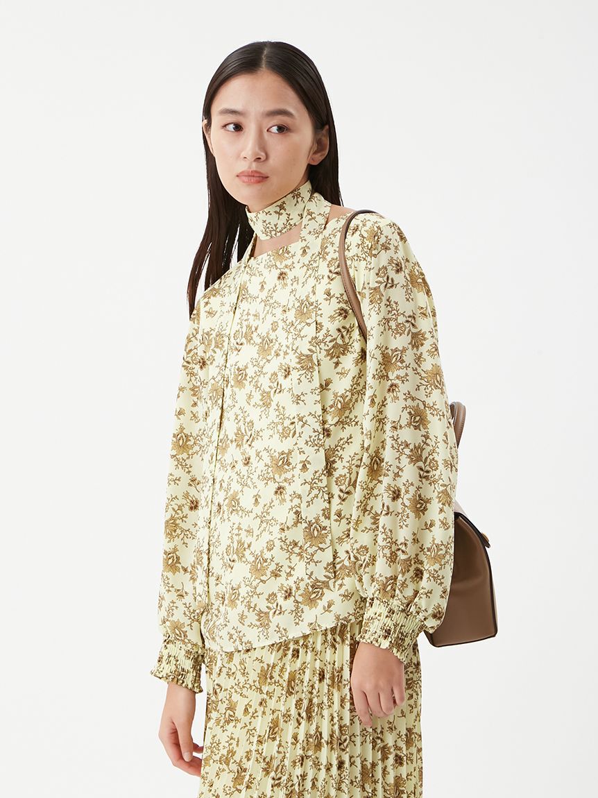 Mila Owen「リボン付きフラワープリントブラウス」|シャツ・ブラウス|