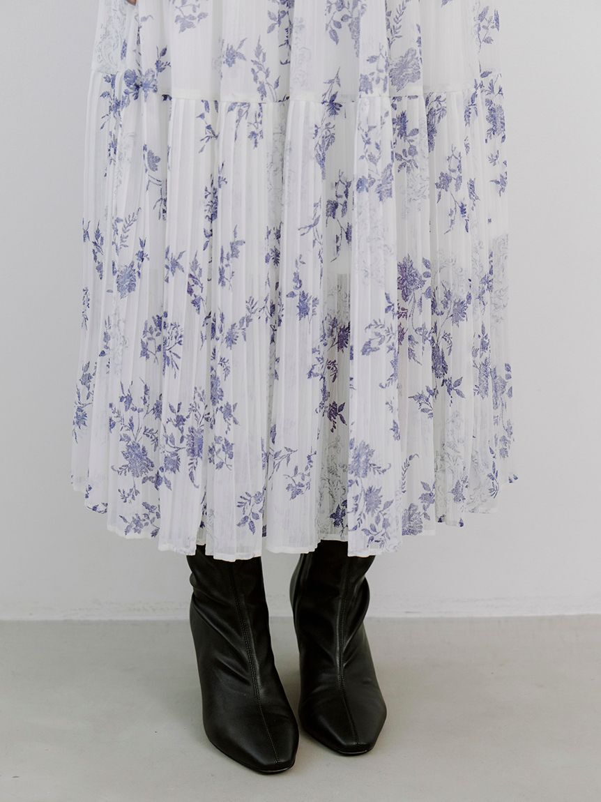 SNIDEL「【00サイズあり】プリントプリーツシャーリングワンピース」|ワンピース|