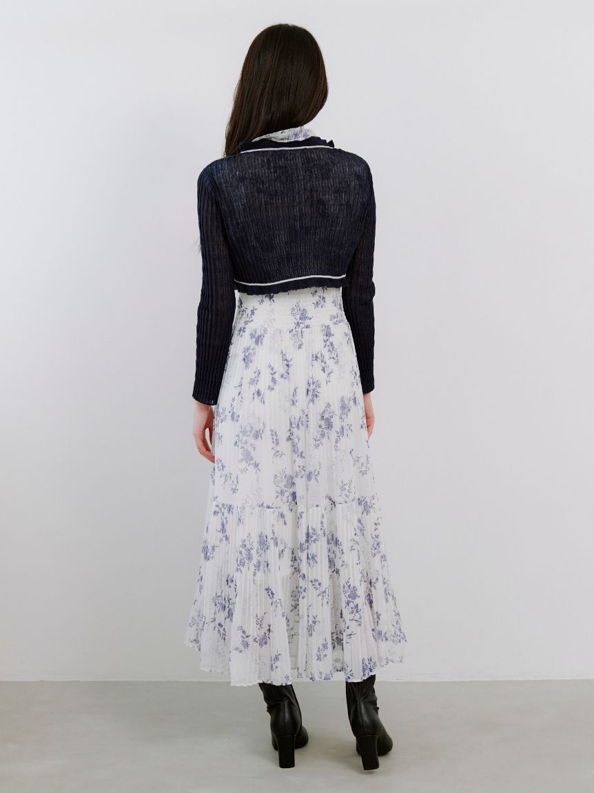 SNIDEL「【00サイズあり】プリントプリーツシャーリングワンピース」|ワンピース|