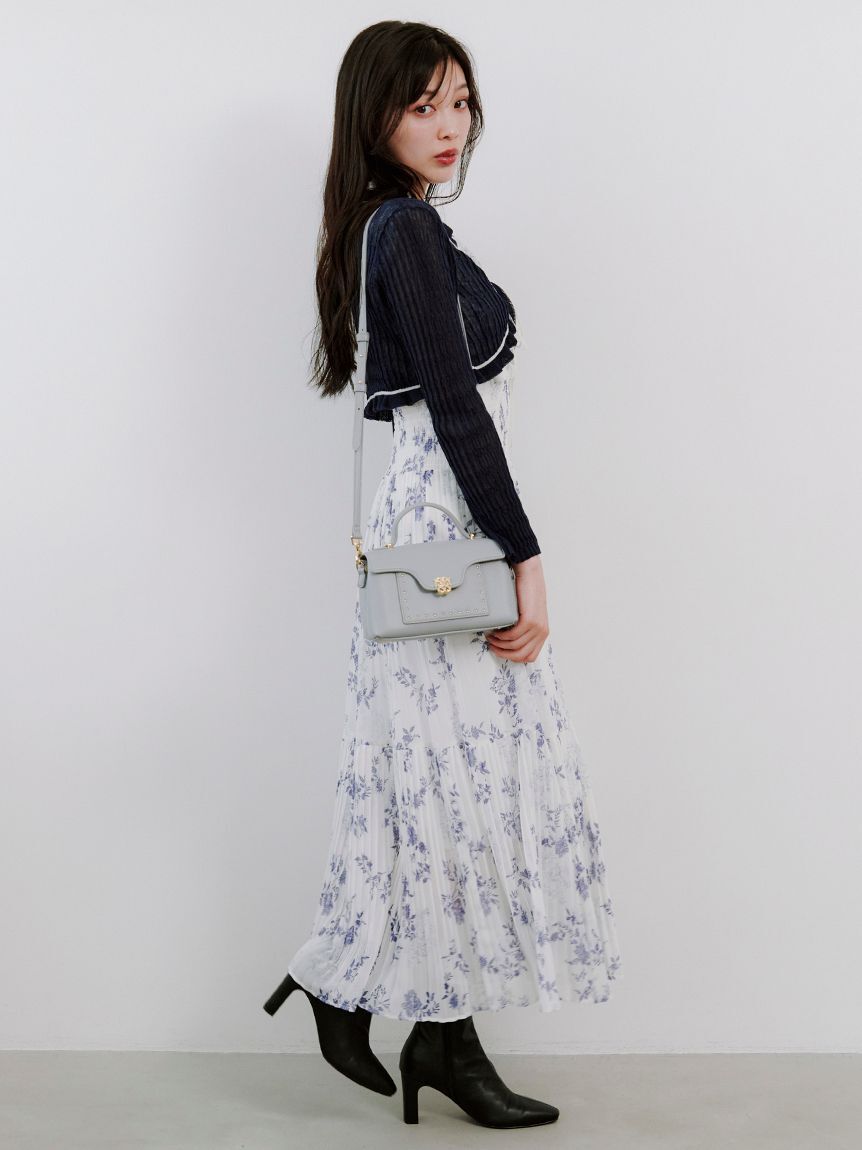 SNIDEL「【00サイズあり】プリントプリーツシャーリングワンピース」|ワンピース|