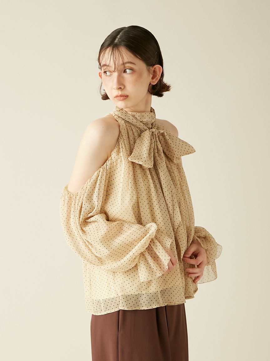 LILY BROWN「【WEB限定カラー】ドレープボウタイシフォンブラウス」|シャツ・ブラウス|