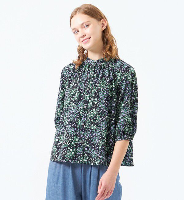 MACKINTOSH PHILOSOPHY「ブーケプリントブラウス」|シャツ・ブラウス|ネイビー