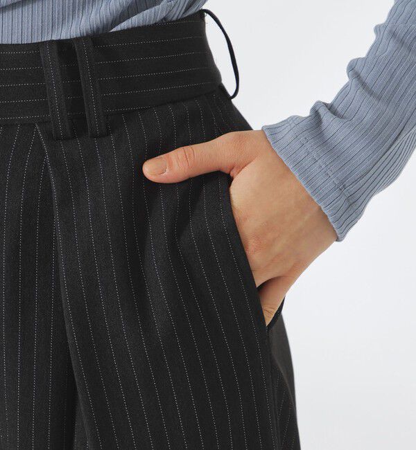  「ストライプカシュクールタックワイドパンツ」|スラックス|