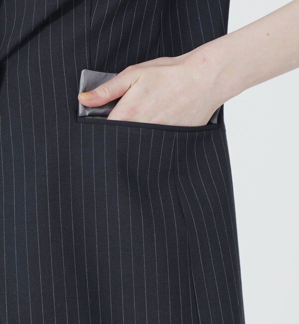  「ウォッシャブルストライプハーフスリーブジャケット」|テーラードジャケット|