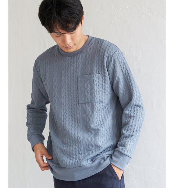 ikka「フクレジャカードクルーネックプルオーバー」|パーカー|ブルー