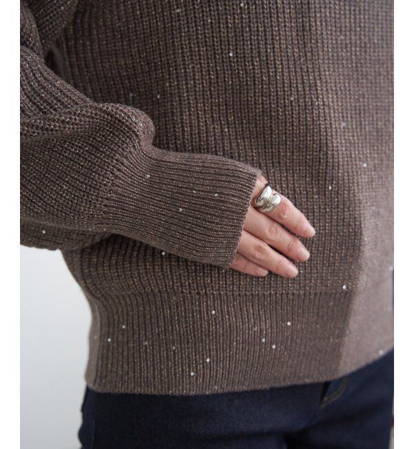 ikka「ラメスパンコールニットプルオーバー」|プルオーバー|