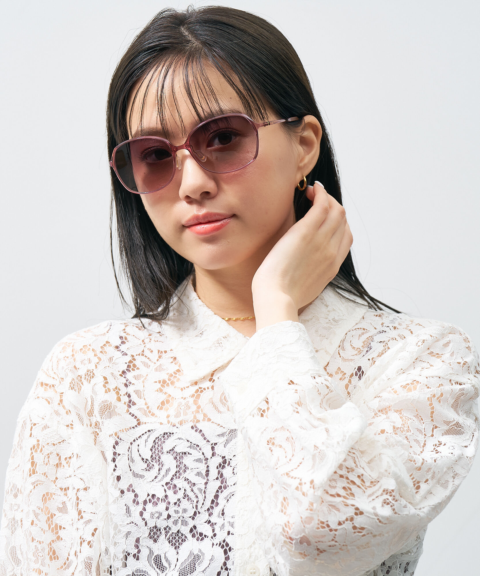  「ウェリントン型 サングラス｜ 大きめ UVカット 軽量 紫外線カット率99.9%以上 Zoff SMART」|サングラス|ライトピンク