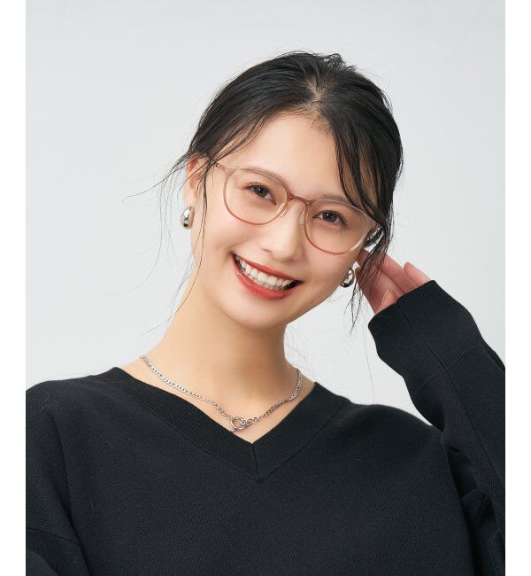  「MAQuillAGE(マキアージュ) コラボ｜ 血色感 メガネ | 中顔面短縮みえ メイク 大人可愛い レンズ交換券付」|メガネ|