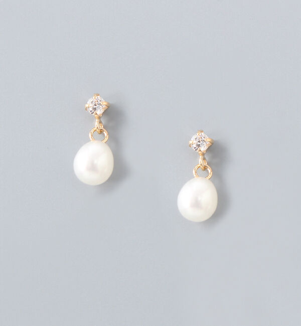 Phoebe「【K10】エリプスパールビジューピアス／BOXつき」|ピアス|ゴールド