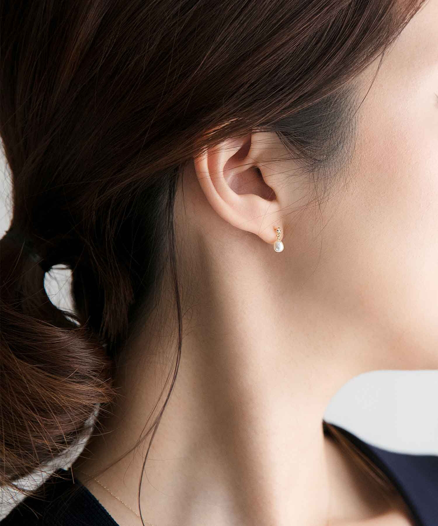 Phoebe「【K10】エリプスパールビジューピアス／BOXつき」|ピアス|