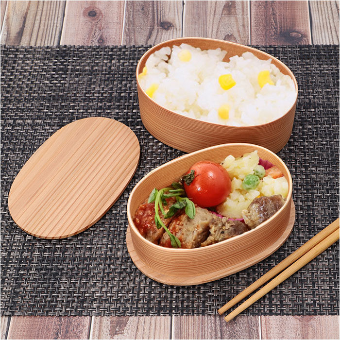 BACKYARD FAMILY「わっぱ 弁当箱 通販 小判入子型 2段 二段 700ml わっぱ弁当 まげわっぱ 曲げわっぱ 白木」|食器・キッチングッズ|