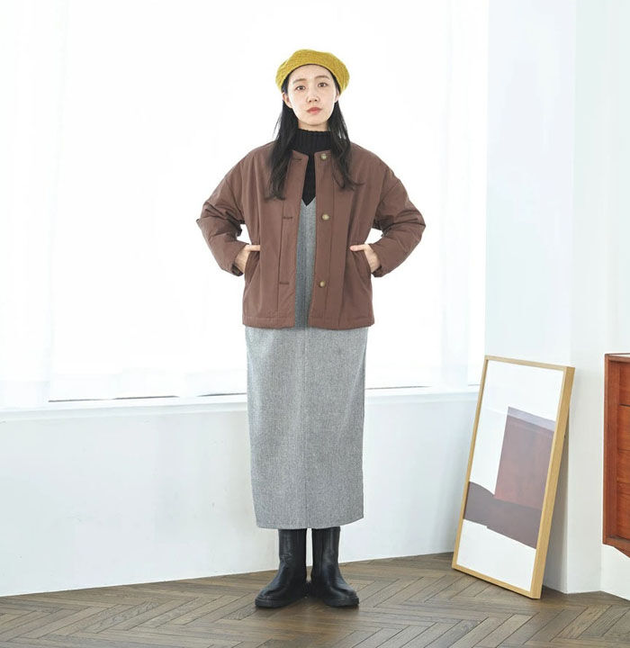 BACKYARD FAMILY「ノーカラージャケット レディース 秋 通販 ノーカラーコート 中綿コート ショート ジャンパー」|その他|