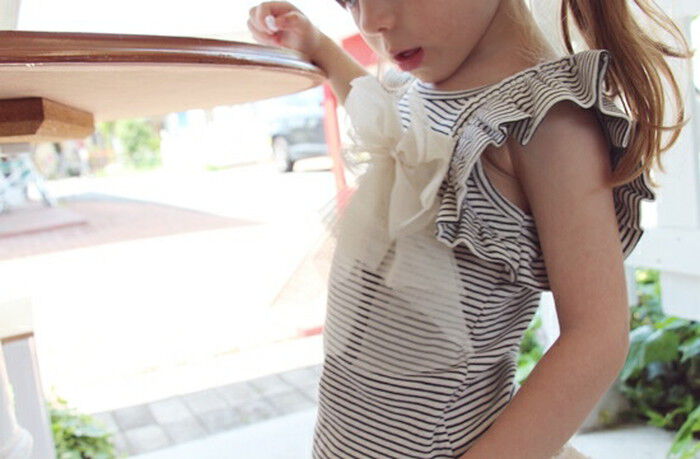 BACKYARD FAMILY「Rora Tシャツ 半袖 キッズ 通販 ローラ カットソー プリン肩フリルT ボーダー リボン」|その他|