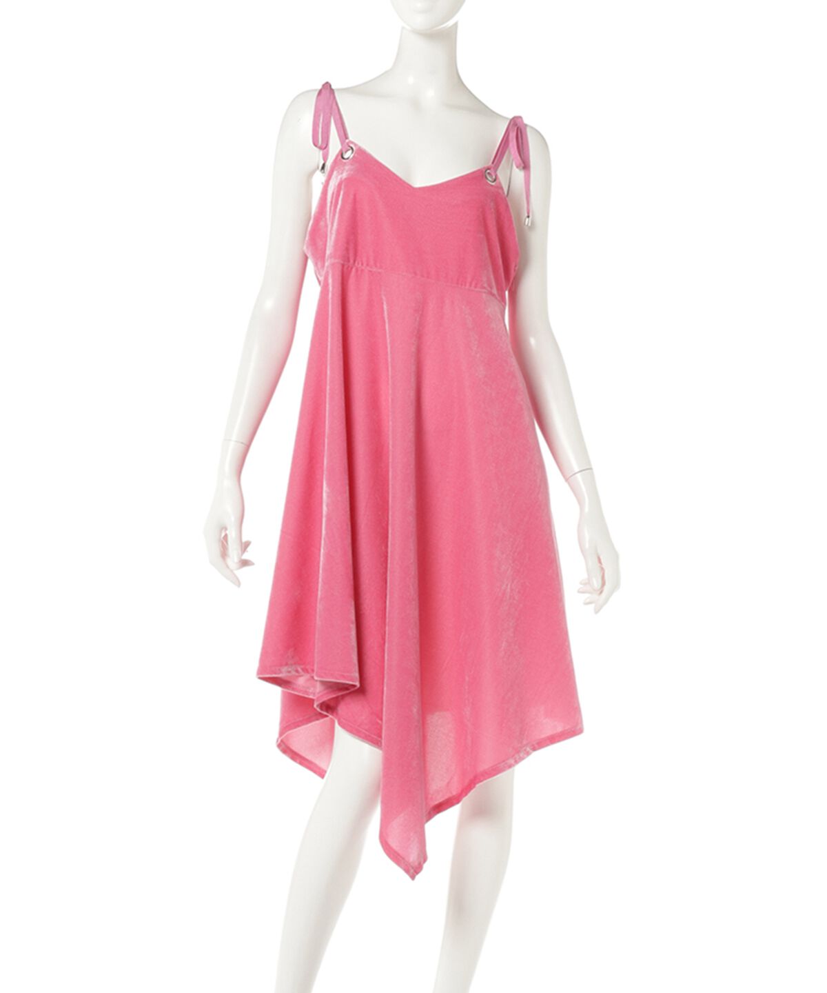  「ベロアストラップワンピース」|その他|ピンク