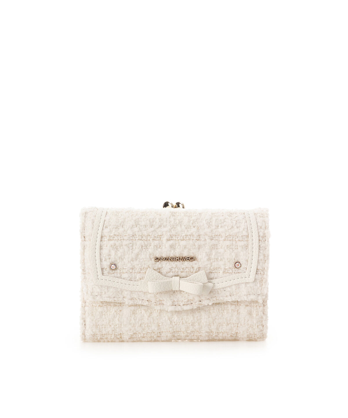 Samantha Vega「ソリッドリボンツイード折財布」|財布|ホワイト
