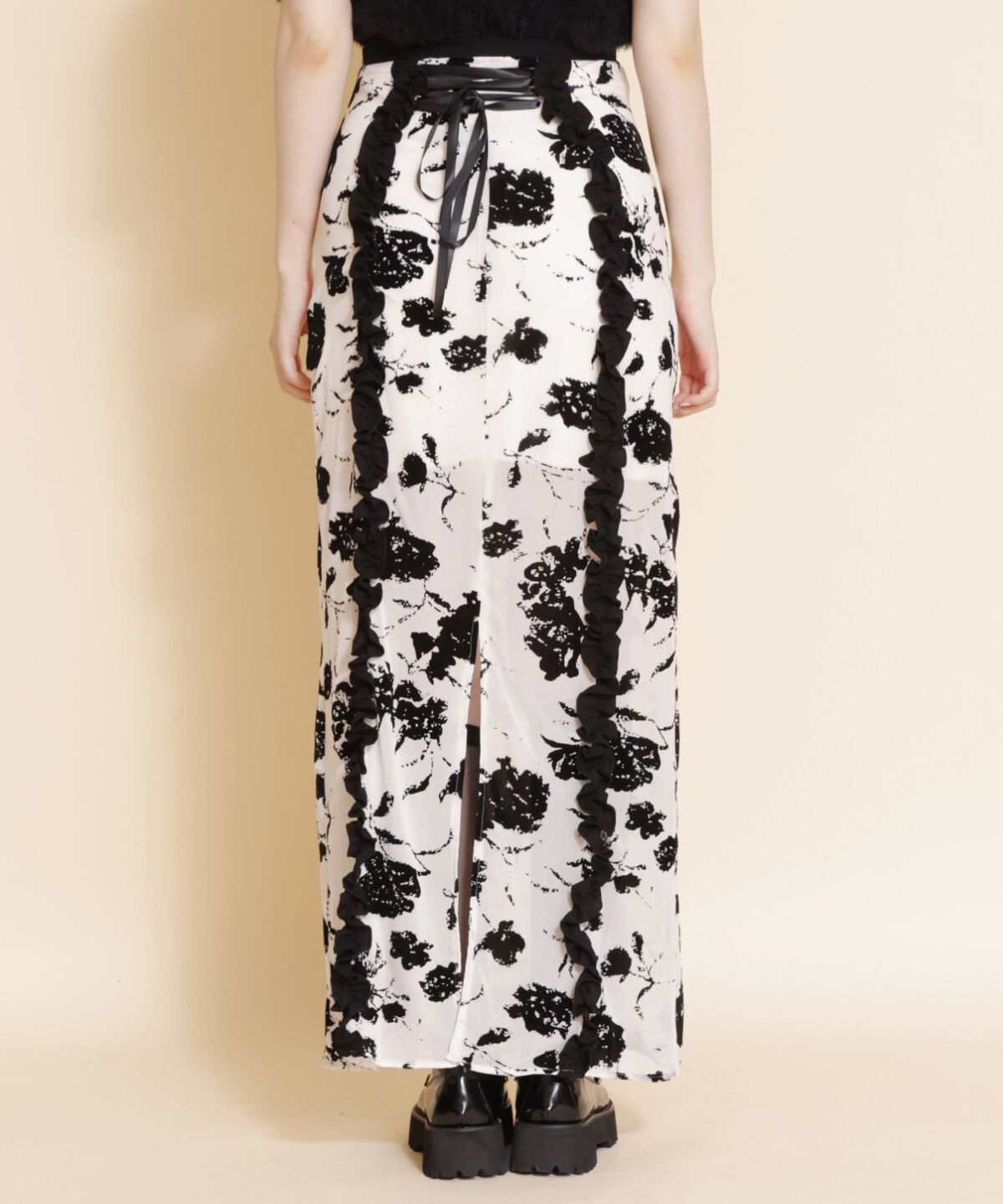 REDYAZEL「フロッキーレースタイトスカート」|タイト|