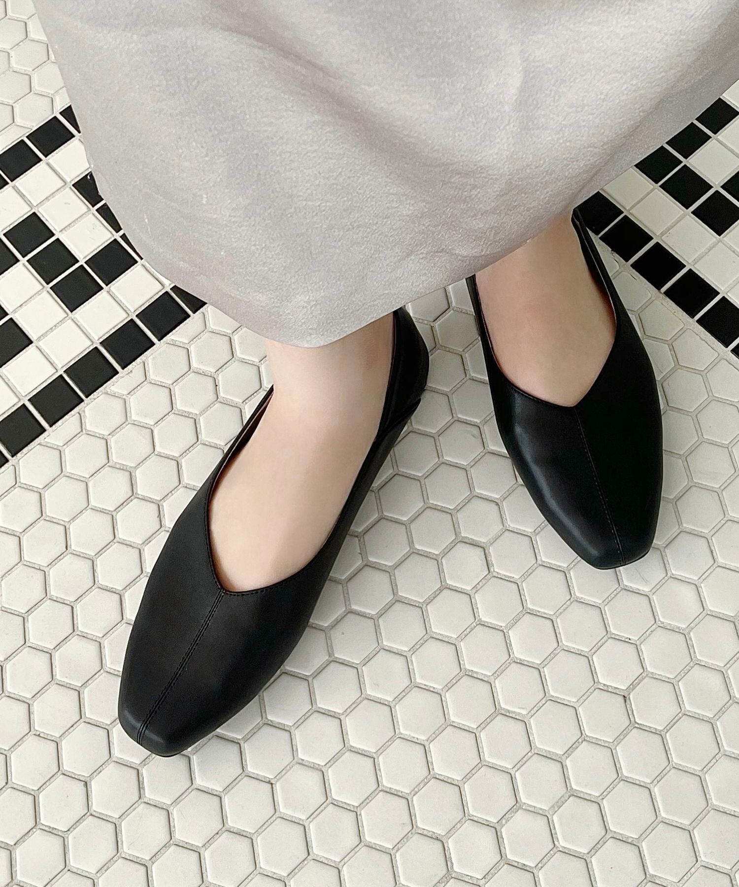 ORiental TRaffic「●通年使える●センターシームバブーシュ/51107 パンプス フラット 柔らかい」|パンプス|BLACK