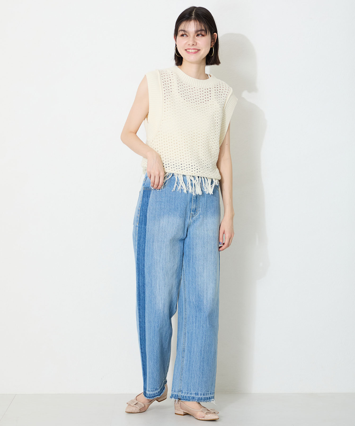 ORiental TRaffic「●2025春夏新作●ドットチュールリボンフラットパンプス/51123 トレンド 人気 フラット フェミニン」|パンプス|