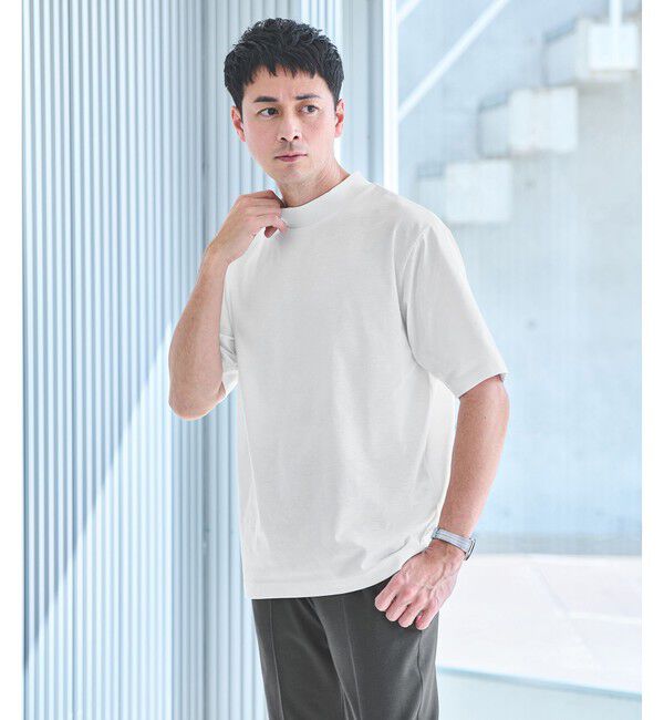 UNITED ARROWS green label relaxing「【WEB限定】JUST fit デイリー モック 半袖 Ｔシャツ カットソー -吸水速乾・抗菌-」|Tシャツ・カットソー|WHITE