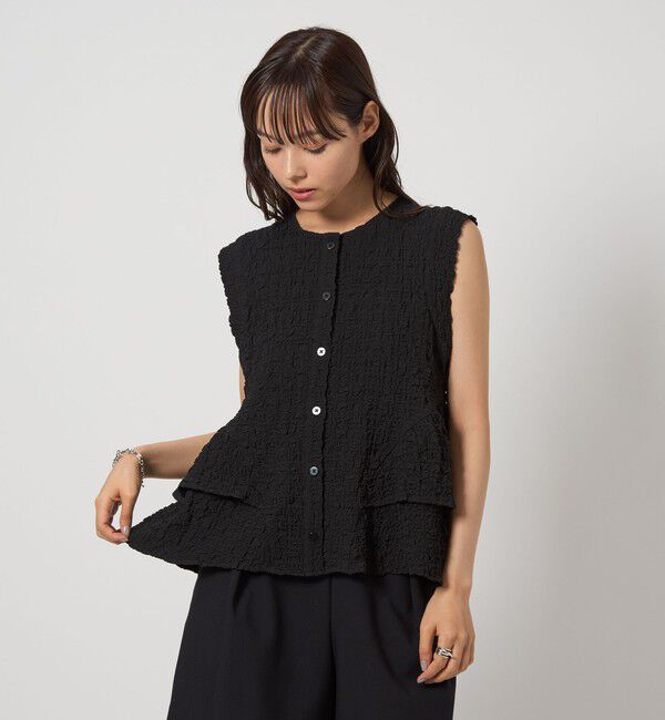 EMMEL REFINES「＜EMMEL REFINES＞EM スソフリル2WAY ノースリーブ ブラウス」|シャツ・ブラウス|