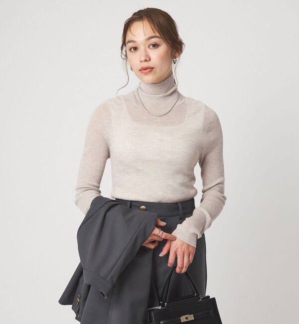 UNITED ARROWS green label relaxing「ウール シアー リブ タートルネック ニット ウォッシャブル」|ニット・セーター|BEIGE