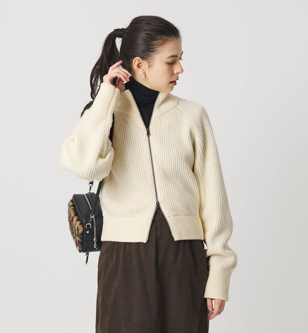 BEAUTY&YOUTH UNITED ARROWS「ウールブレンドアゼ ジップショートカーディガン」|カーディガン|