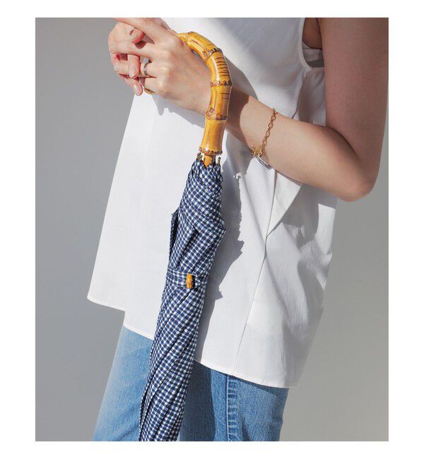 Demi-Luxe BEAMS 「Bon Bon Store / ドローイングチェック 晴雨兼用 長傘」|傘|NAVY