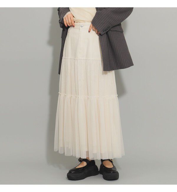 Ray BEAMS 「Ray BEAMS / チュール キリカエ ティアード スカート」|スカート|