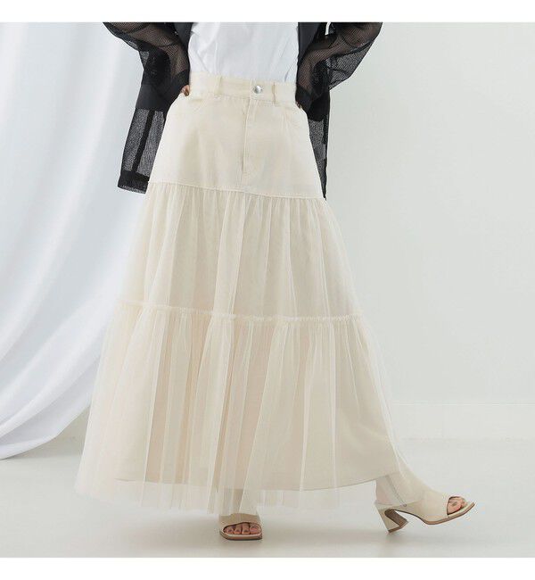 Ray BEAMS 「Ray BEAMS / チュール キリカエ ティアード スカート」|スカート|