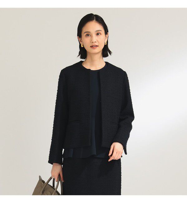 Demi-Luxe BEAMS 「ツイード クルーネック ジャケット＊」|ダッフルコート|