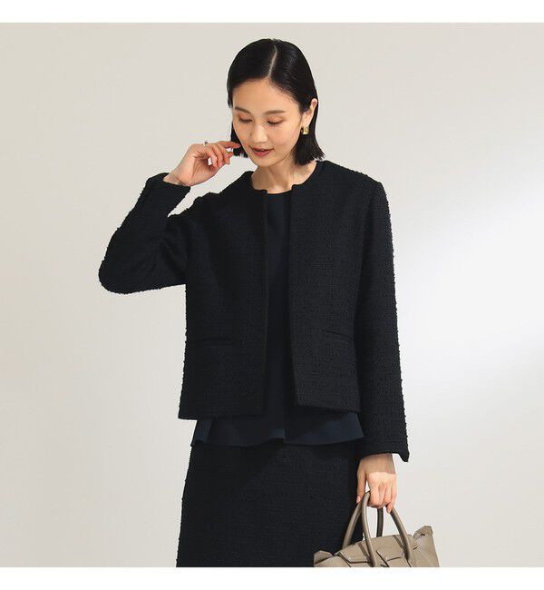 Demi-Luxe BEAMS 「ツイード クルーネック ジャケット＊」|ダッフルコート|