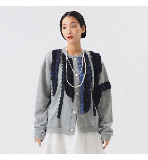 BEAMSBOY「【別注】TORI-TO / タテフリル カーディガン」|スウェット・ジャージ|GREY