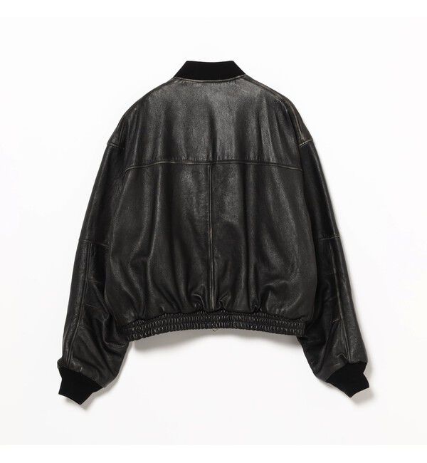 BEAMS「ユーズド加工 レザー ショートブルゾン」|ブルゾン・スタジャン|